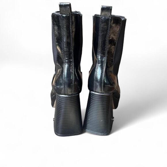 Black bratz style chunky heel ankle boot - Picture 4 of 8